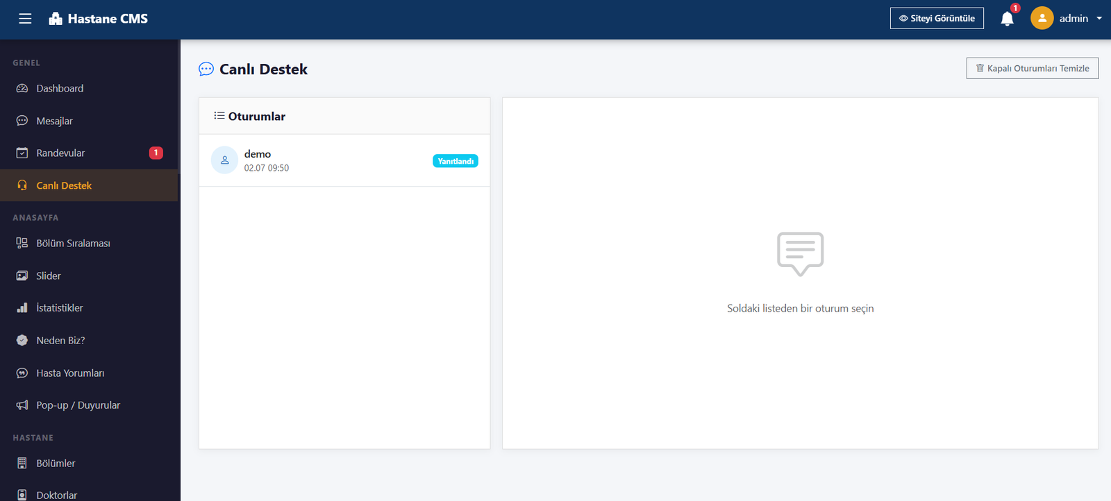 Hastan CMS v1.0 - Tam Kapsamlı Hastane Yönetim Sistemi