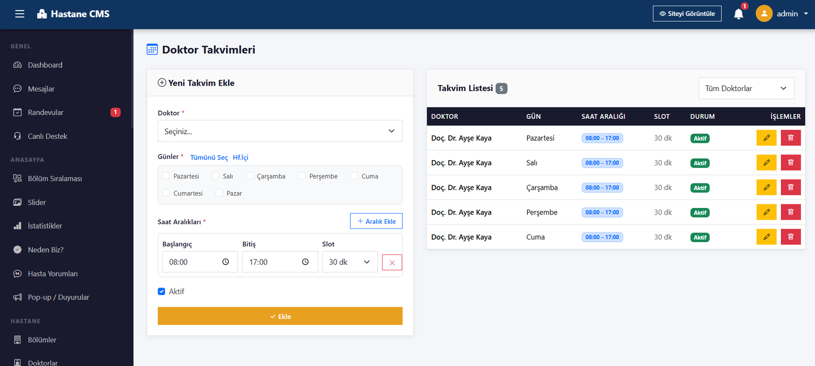 Hastan CMS v1.0 - Tam Kapsamlı Hastane Yönetim Sistemi
