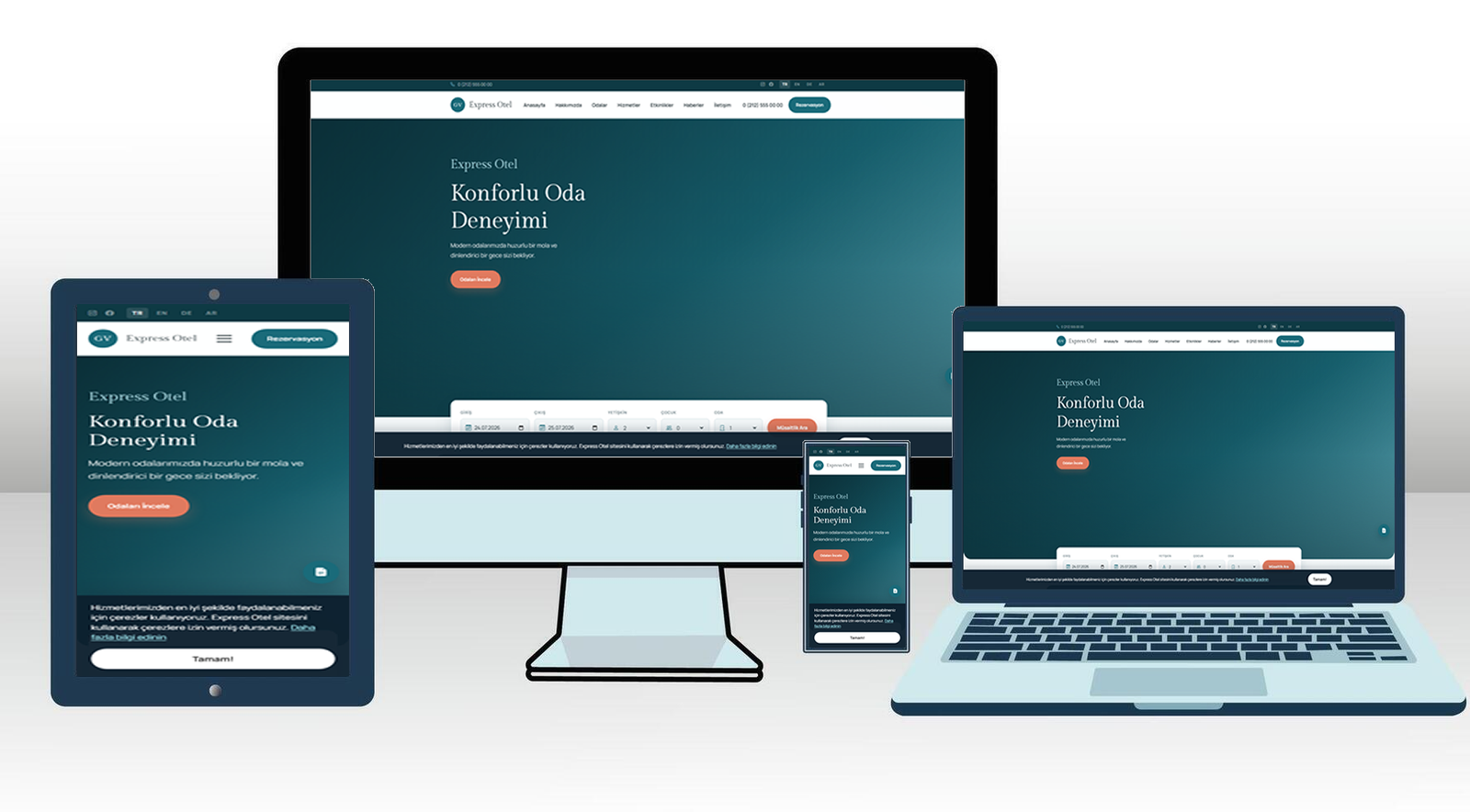 Otel Web Sitesi Scripti | Oda Müsaitlik Arama, Rezervasyon, Etkinlik Takvimi (Mobil Uyumlu & Çok Dilli)