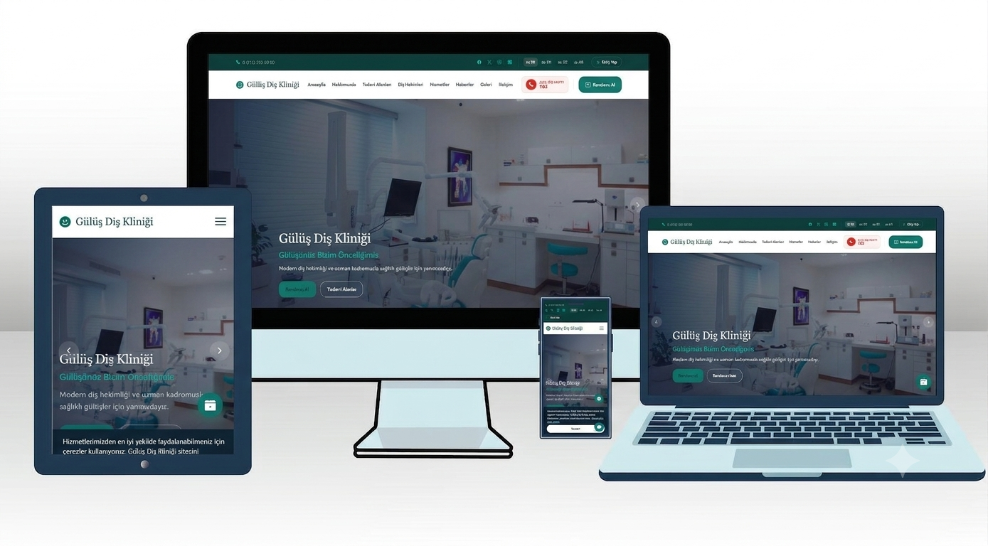 Diş Kliniği Web Sitesi Scripti | Online Randevu, Üye Girişi, Canlı Destek (Mobil Uyumlu & Çok Dilli)