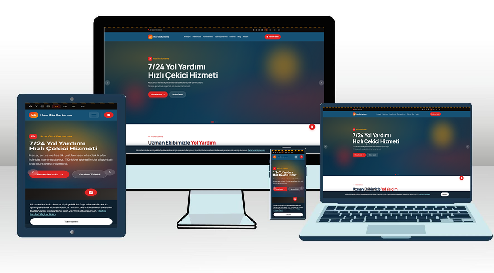 Oto Kurtarma Web Sitesi Scripti |  724 Yardım Talebi, Operasyon Galerisi (Mobil Uyumlu & Çok Dilli)